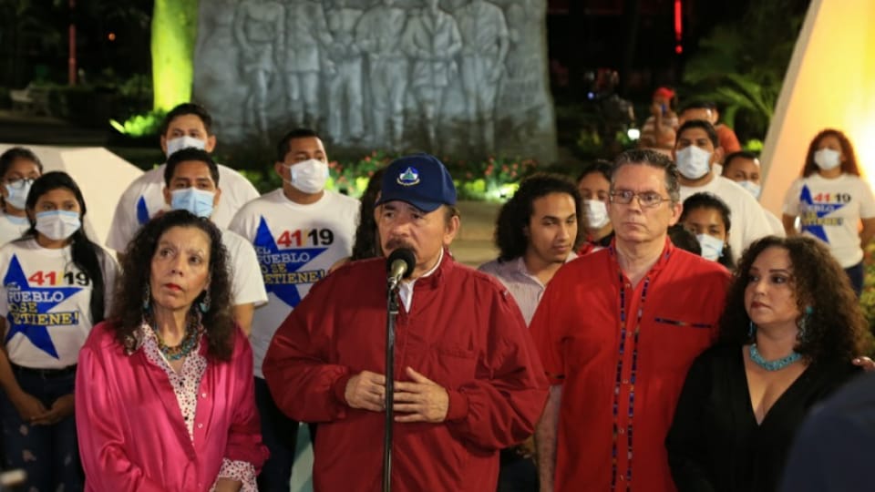 Daniel Ortega durante el acto, homenaje a Carlos Fonseca